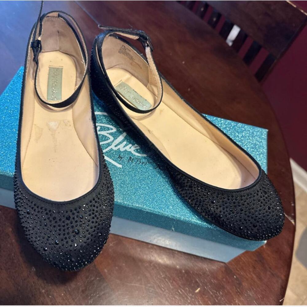 Betsey Johnson black sparkly jeweled ballet flats Size 7.5